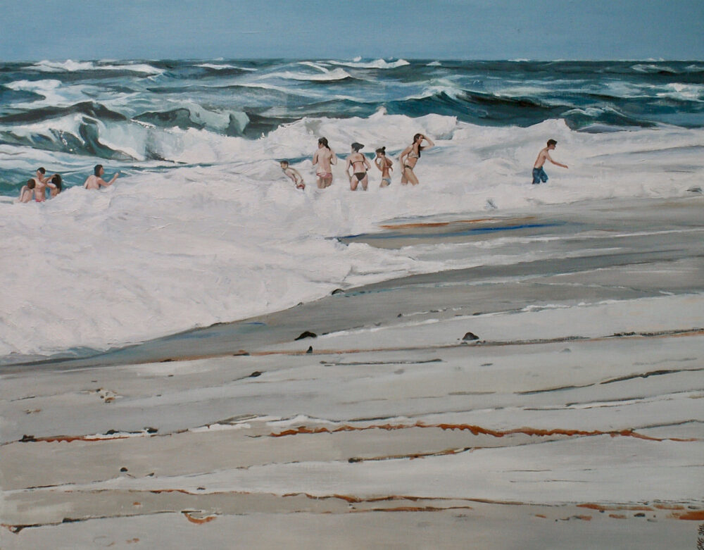 Badende I List Weststrand, 2014 | 140x110cm | Leinwand auf Holztafel